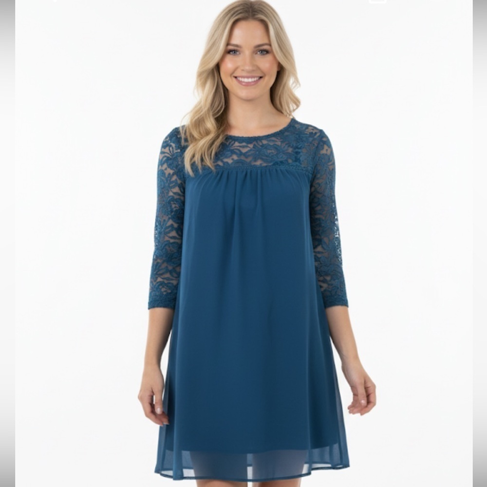 Luxology teal lace dress size 8